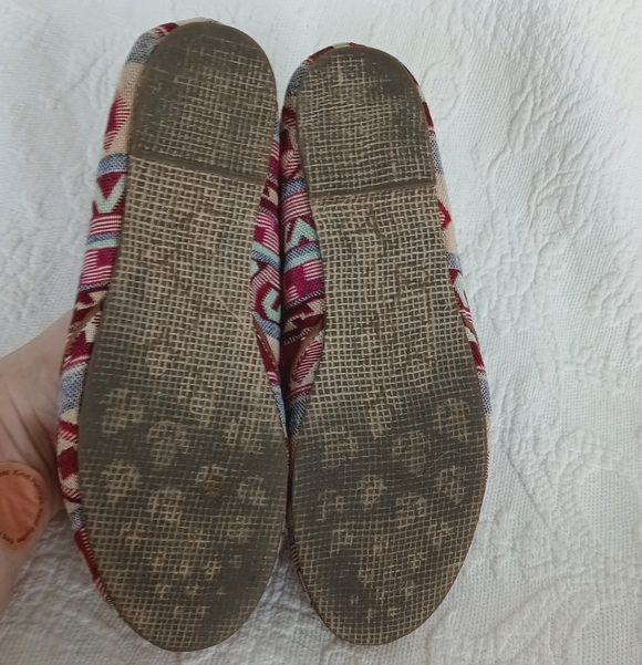 Reef Western Slip-On Loafers Red Cream Blue Tribal Weave Flats Boho Cute Casual - Picture 9 of 11
